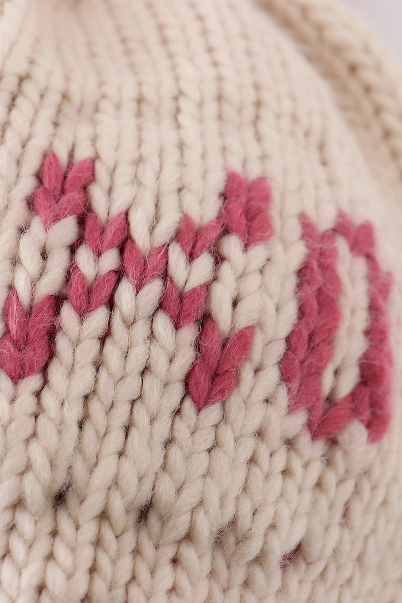 Cream XOXO knit beanie pom pom hat - Aaria Tees Aaria Tees