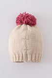 Cream XOXO knit beanie pom pom hat - Aaria Tees Aaria Tees