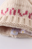 Cream XOXO knit beanie pom pom hat - Aaria Tees Aaria Tees