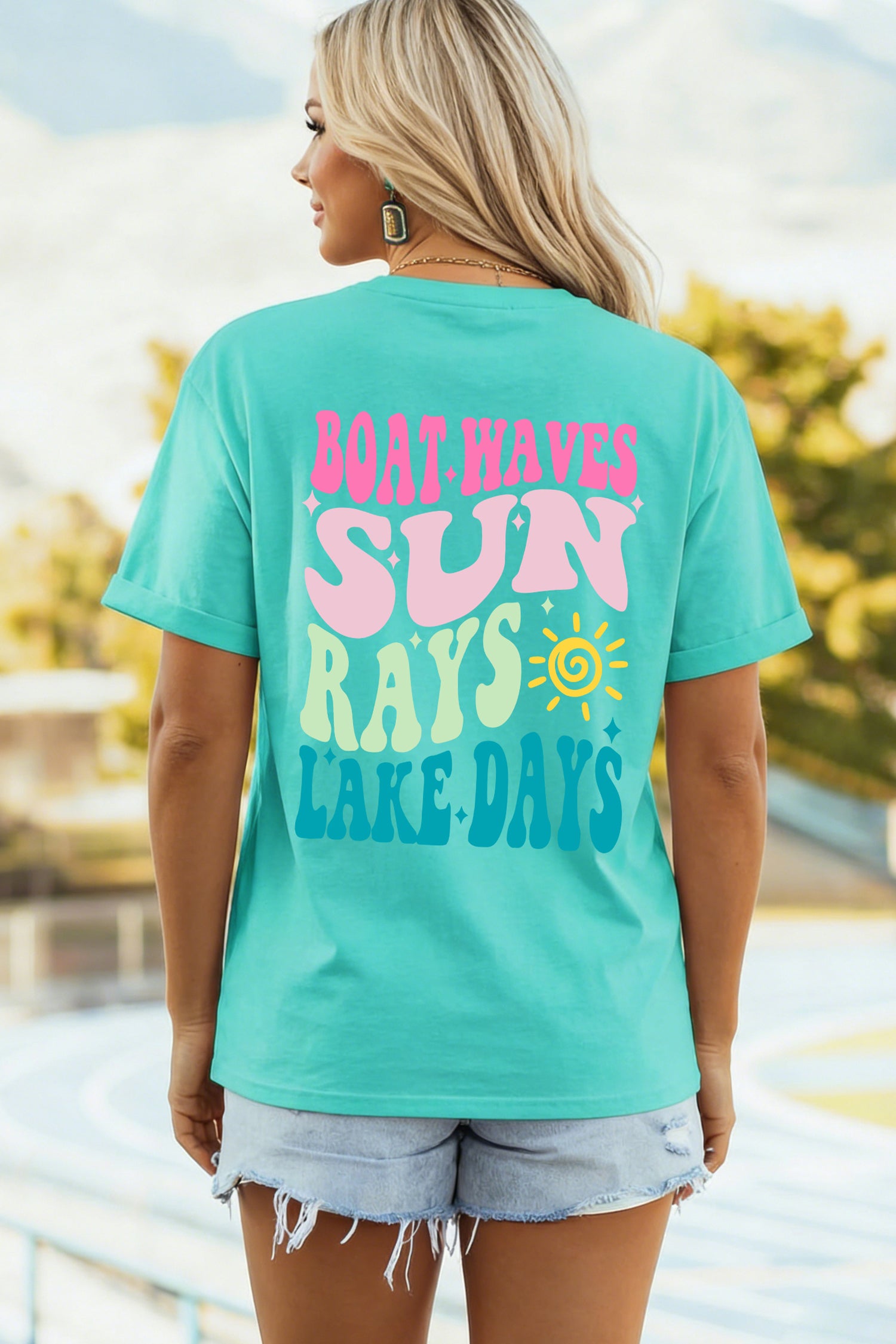 Mint Green LAKE DAYS Double Side Printed Vacation T Shirt - Aaria Tees Aaria Tees