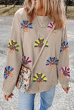 Orange Turkey Graphic Corded Baggy Sweatshirt Aaria Tees