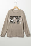 Khaki Kentucky KY Leopard Lettering Ribbed Baggy Sweatshirt Aaria Tees
