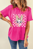 Rose Red Plaid Bubble Gum Rabbit Graphic Easter T Shirt Aaria Tees
