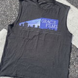 Gracie Films Promo Washed Black Cut-Off T-Shirt Aaria Tees