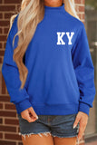 Dark Blue KY KENTUCKY Printed Mock Neck Sweatshirt - Aaria Tees Aaria Tees