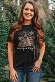Black Leopard Christmas Tree Graphic Crew Neck T Shirt - Aaria Tees Aaria Tees