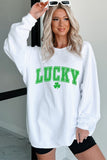 White St. Patricks LUCKY Graphic Corded Sweatshirt Aaria Tees
