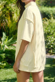 Yellow Cream LIMON CELLO Mock Neck Oversize Tee Short Set Aaria Tees