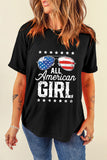 Black Stars and Stripes Glasses Slogan Graphic T Shirt Aaria Tees