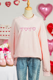 Apricot Pink Valentines Bow Heart Embroidered Mock Neck Sweatshirt - Aaria Tees Aaria Tees