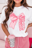 White Leopard Bow Graphic Mothers Day Fashion T Shirt Aaria Tees
