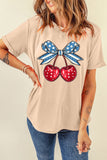 Cherry Graphic Round Neck Short Sleeve T-Shirt Aaria Tees