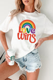 White Love Wins Pride Rainbow Graphic Casual T Shirt Aaria Tees