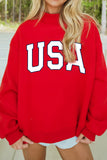 Racing Red American Flag/ USA Double Side Print Reversible Mock Neck Sweatshirt - Aaria Tees Aaria Tees