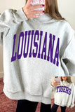 Light Grey LOUISIANA/ TIGERS Double Side Printed High Neck Reversible Sweatshirt Aaria Tees