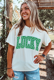 White Checkerboard LUCKY Graphic St Patrick Tee Aaria Tees