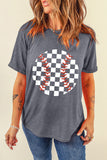 Gray Vintage Checkered Baseball Graphic Tee - Aaria Tees Aaria Tees