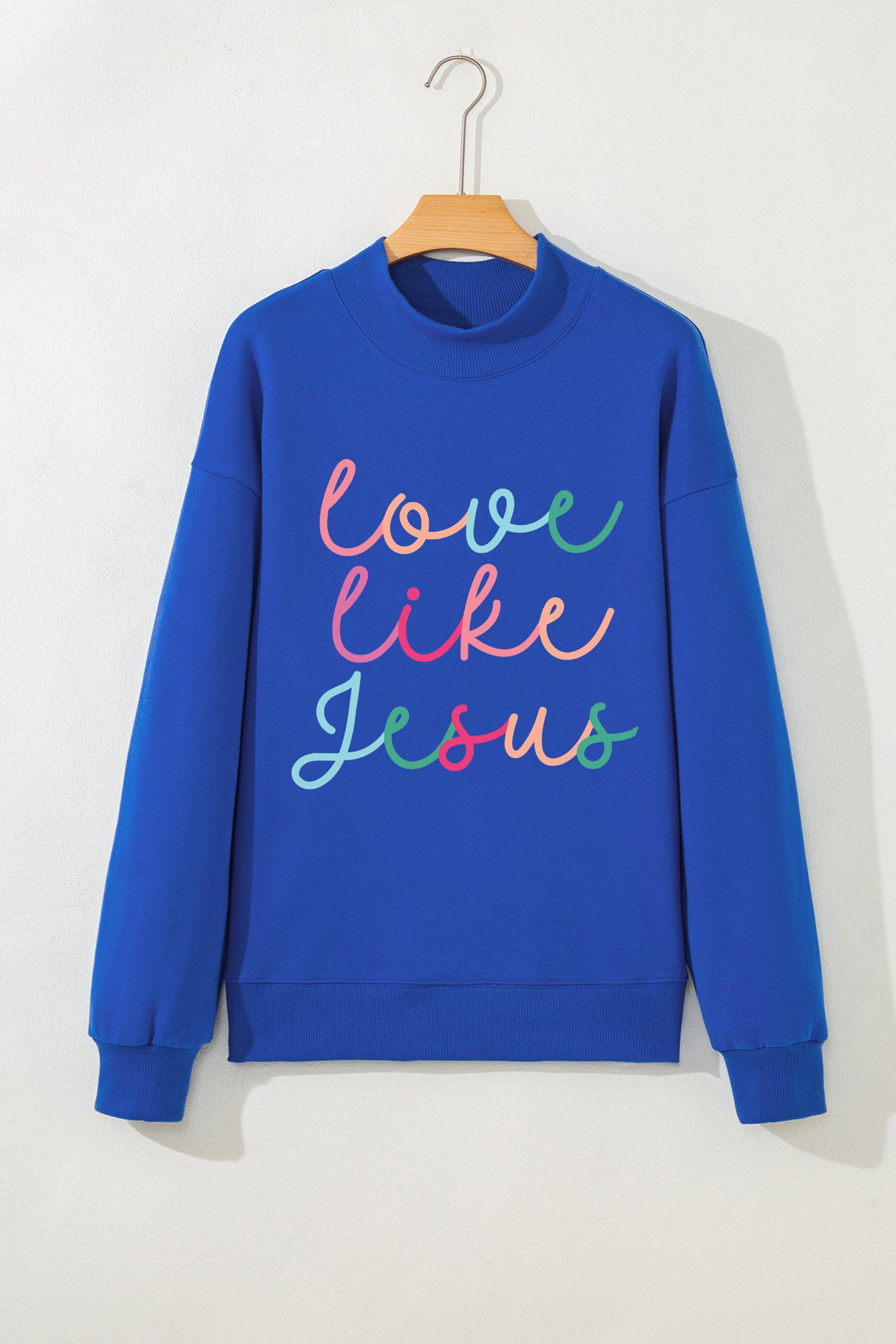 Dark Blue Love Like Jesus Mock Neck Sweatshirt - Aaria Tees Aaria Tees