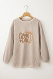 Smoke Gray Twisted Rib Texture game day Rugby Embroidered Baggy Sweatshirt Aaria Tees