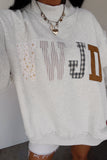 Gray WWJD Mixed Pattern Embroidered Patch Graphic Mock Neck Sweatshirt - Aaria Tees Aaria Tees