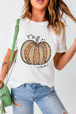 White Leopard Pumpkin Graphic Crewneck Halloween T Shirt - Aaria Tees Aaria Tees