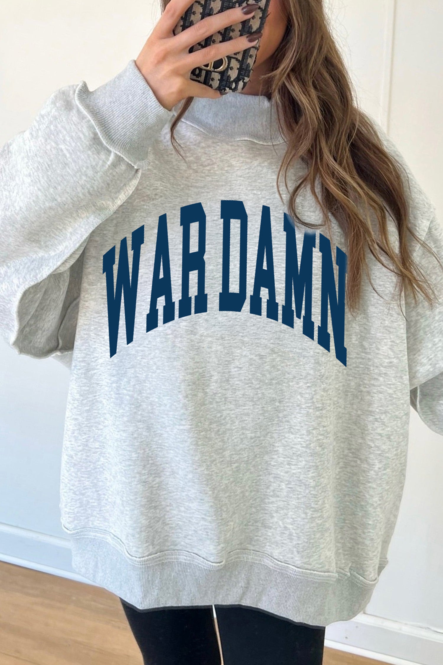 Light Grey WARDAMN/ TIGERS Double Side Printed High Neck Reversible Baggy Sweatshirt - Aaria Tees Aaria Tees