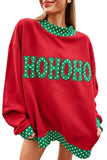 Sail Blue Polka Dot Letter Print Contrast Trim Mock Neck Sweatshirt Aaria Tees
