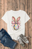 White Easter Egg Bow Bunny Ear Printed T Shirt Aaria Tees