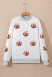 Light Grey Sequin Bow Pumpkin Patch Color Block High Neck Sweatshirt - Aaria Tees Aaria Tees