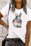 White Bunny Embroidered Bow Graphic Tee Aaria Tees
