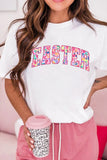 White Cheerful Leopard EASTER Letter Graphic Tee Aaria Tees