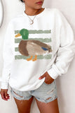White Western Duck Graphic Casual Pullover Sweatshirt Aaria Tees