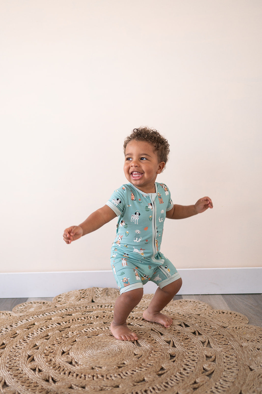 Puppy Egg Hunt (Romper) - Aquamarine - Aaria Tees Aaria Tees