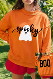 Carrot Spooky Ghost/ BOO Reversible Print Mock Neck Casual Pullover Sweatshirt Aaria Tees