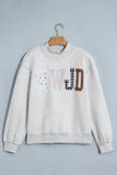 Gray WWJD Mixed Pattern Embroidered Patch Graphic Mock Neck Sweatshirt - Aaria Tees Aaria Tees