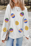 White Easter Egg Corded Oversized Sweatshirt Aaria Tees