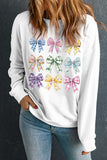 White Easter Eggs Plaid Bow Graphic Drop Shoulder Sweatshirt Aaria Tees