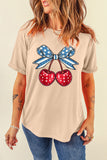 Cherry Graphic Round Neck Short Sleeve T-Shirt Aaria Tees