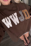 Coffee WWJD Mixed Pattern Embroidered Patch Graphic Mock Neck Sweatshirt Aaria Tees