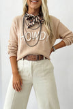 Parchment Corder HOWDY Letter Graphic Crew Neck Relaxed Sweater Aaria Tees