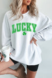 White St. Patricks LUCKY Graphic Corded Sweatshirt Aaria Tees