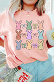Pink Dotty Bunny Bow Printed Easter Day Fashion T Shirt Aaria Tees