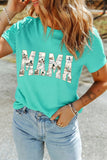 Mint Green Mallard Duck Print MAMA Lettering Graphic T Shirt - Aaria Tees Aaria Tees