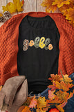 Black gobble Sequin Letter Graphic Thanksgiving T Shirt Aaria Tees