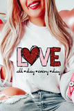 White Valentine LOVE Heart Shape Crew Neck Graphic Tee - Aaria Tees Aaria Tees