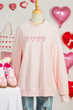 Apricot Pink Valentines Bow Heart Embroidered Mock Neck Sweatshirt - Aaria Tees Aaria Tees