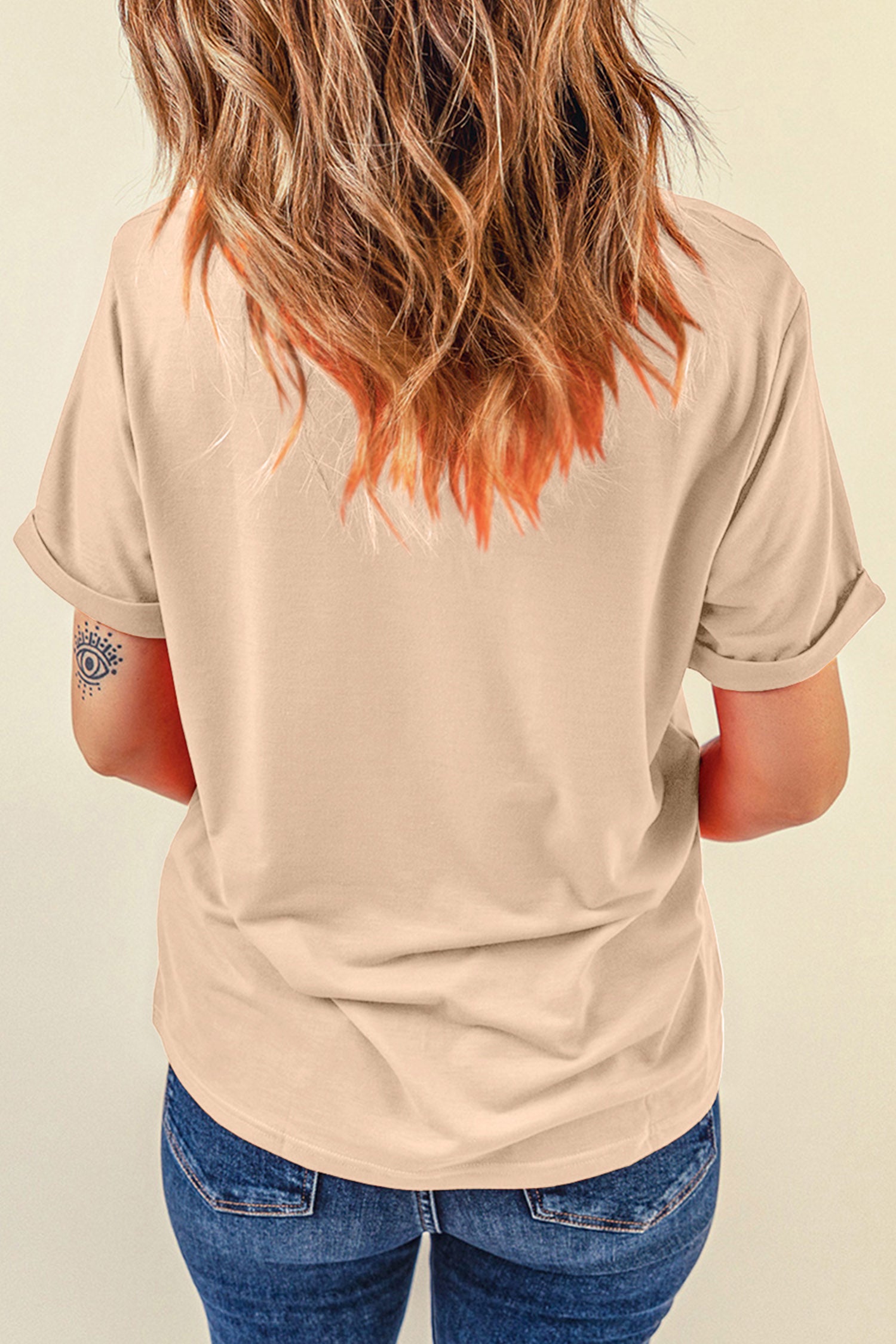Khaki DARLIN Camo Letter Print Crewneck T Shirt - Aaria Tees Aaria Tees