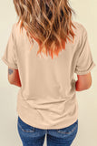 Khaki DARLIN Camo Letter Print Crewneck T Shirt - Aaria Tees Aaria Tees