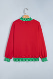 Sail Blue Polka Dot Letter Print Contrast Trim Mock Neck Sweatshirt - Aaria Tees Aaria Tees