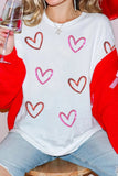 White Sequin Heart Sketch Graphic Womens Casual Tee - Aaria Tees Aaria Tees